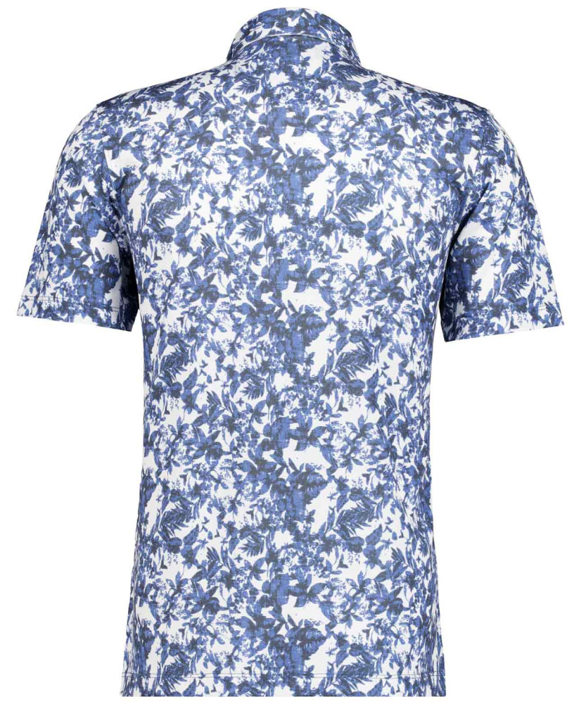 Sofktnit polo with multi print, short sleeve