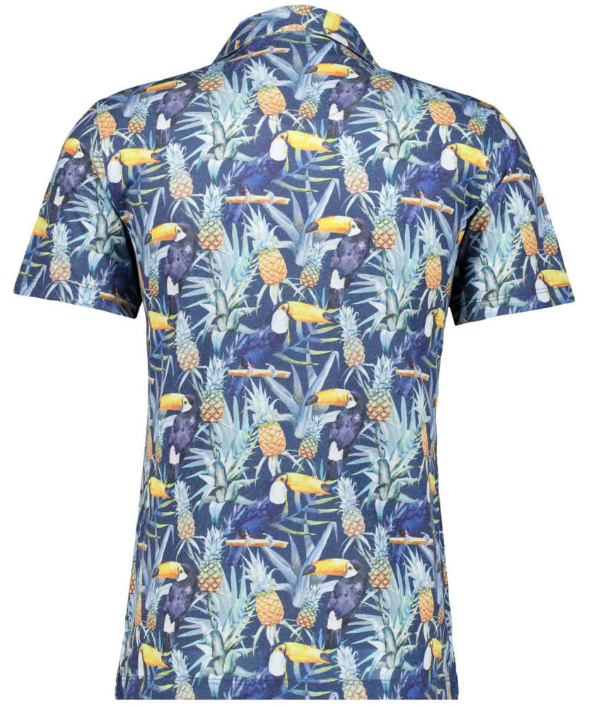 Softknit-Hemd mit Tropical-Print, kurzarm