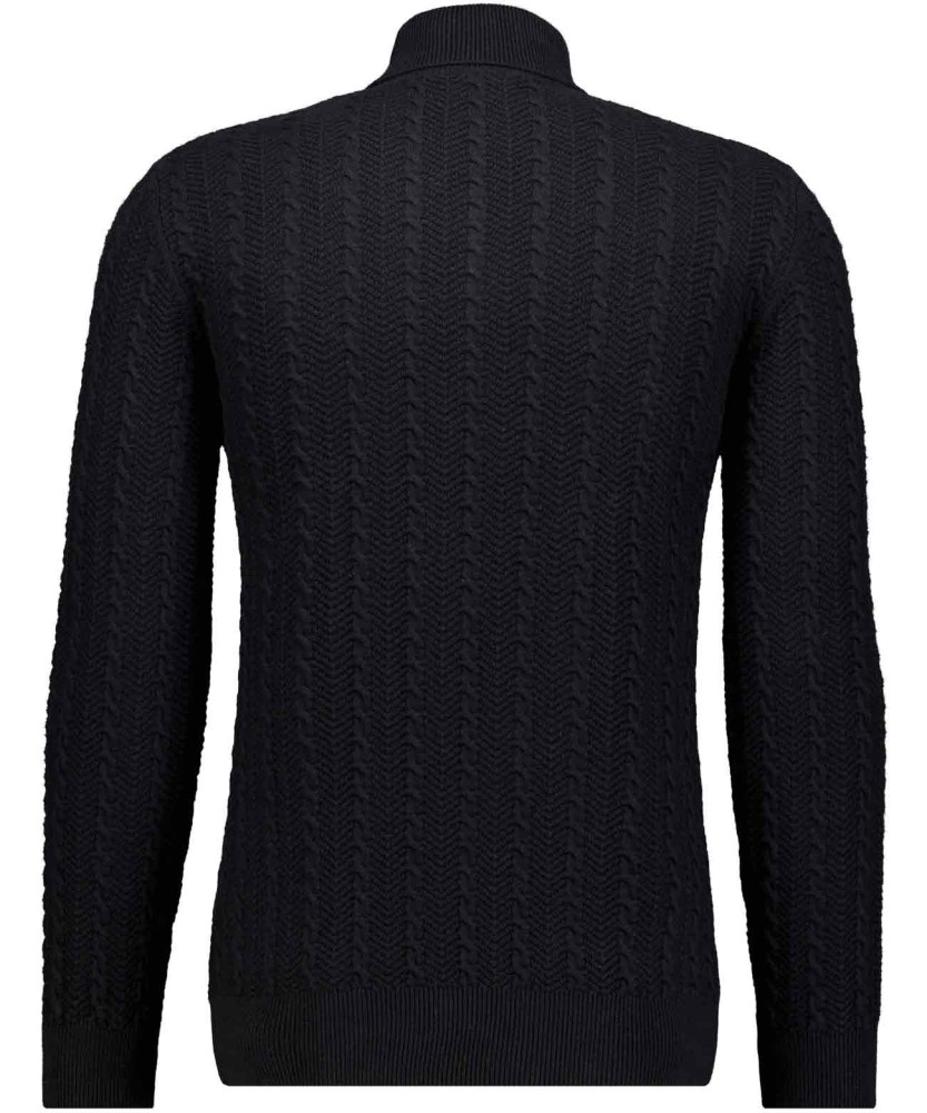 Knitted pullover with roll neck, cotton-cashmere