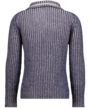 Knitted pullover with troyer collar