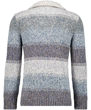 Knitted sweater with troyer collar, striped
