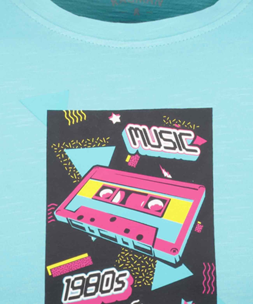 T-Shirt with 80ies print, round neck