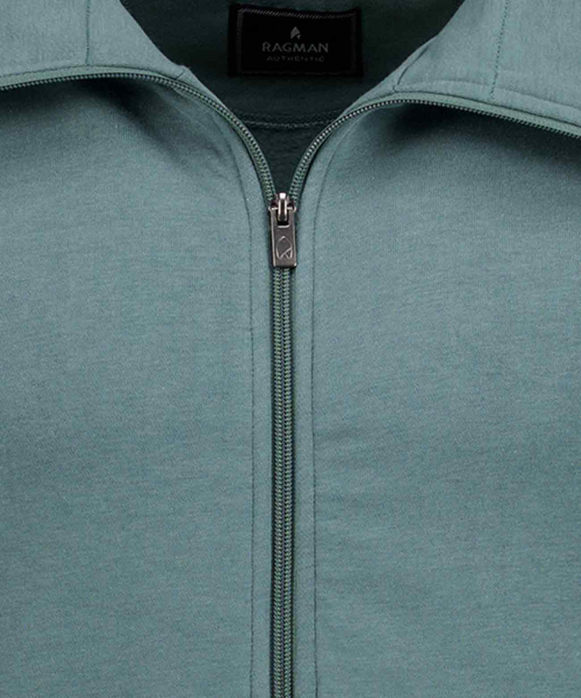 Sweat jacket with stand up collar
