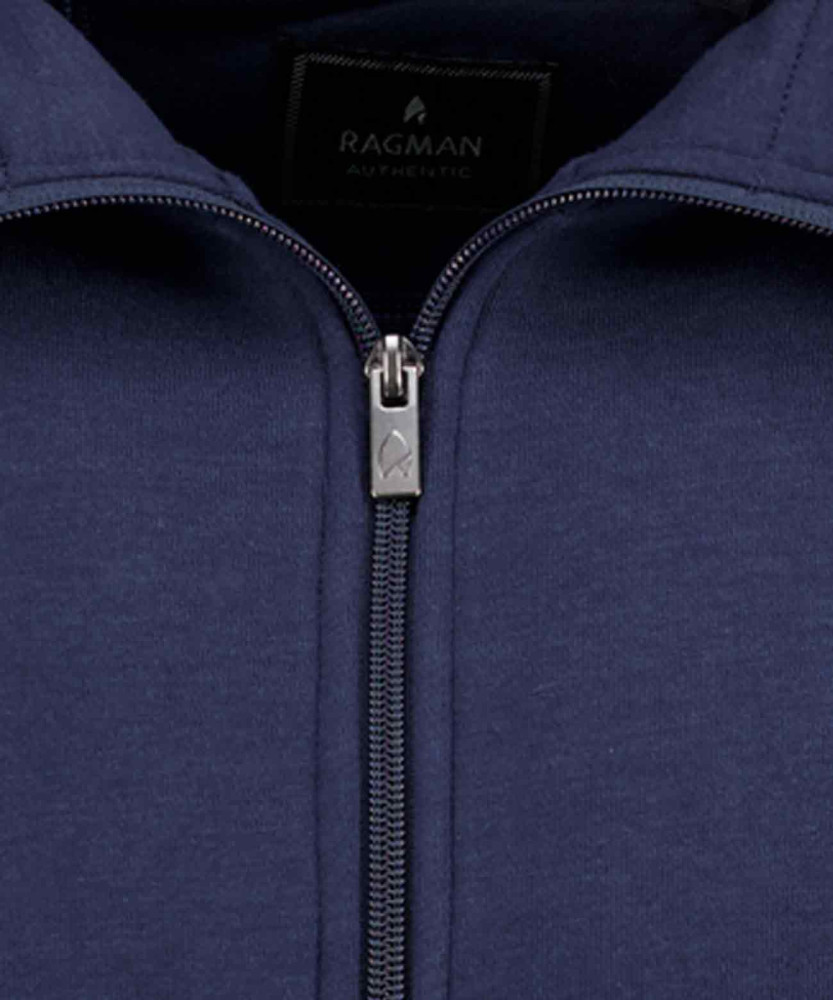 Sweat jacket with stand up collar, extra long