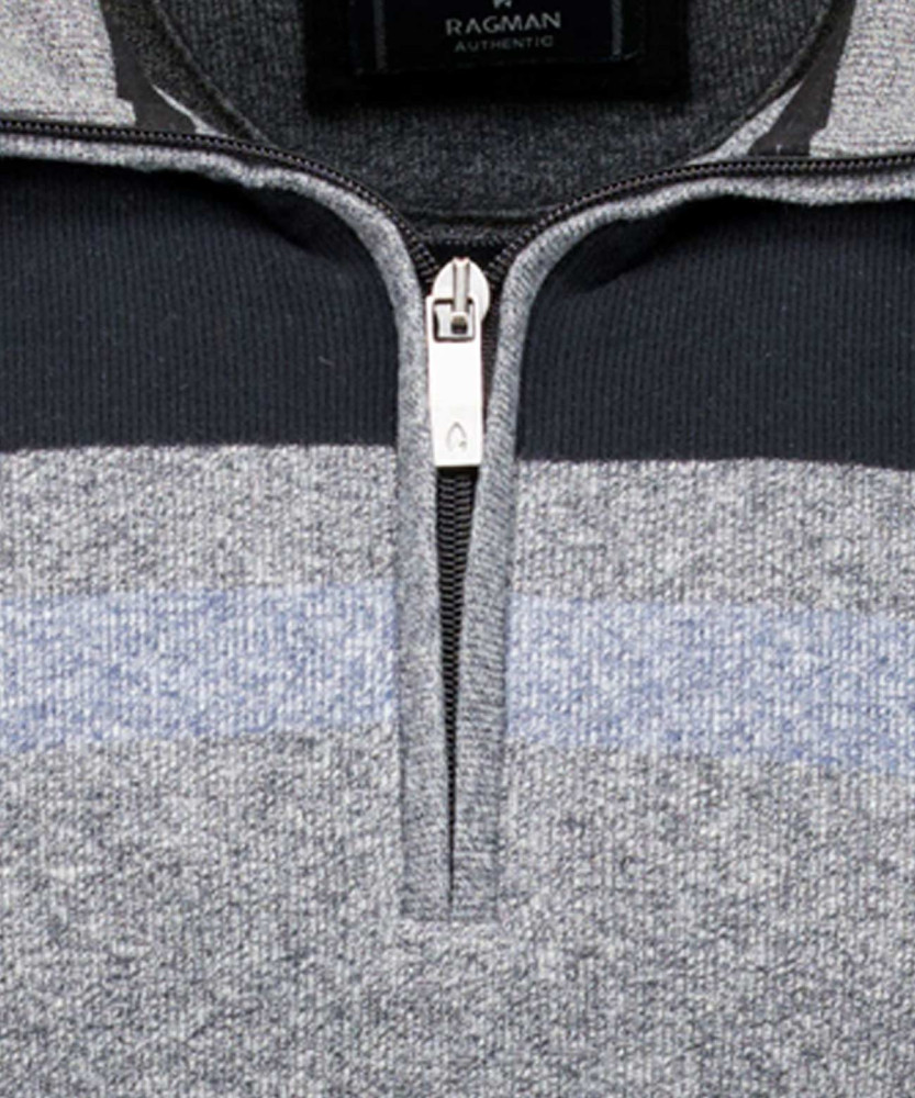 Sweatshirt mit Troyer-Kragen, gestreift