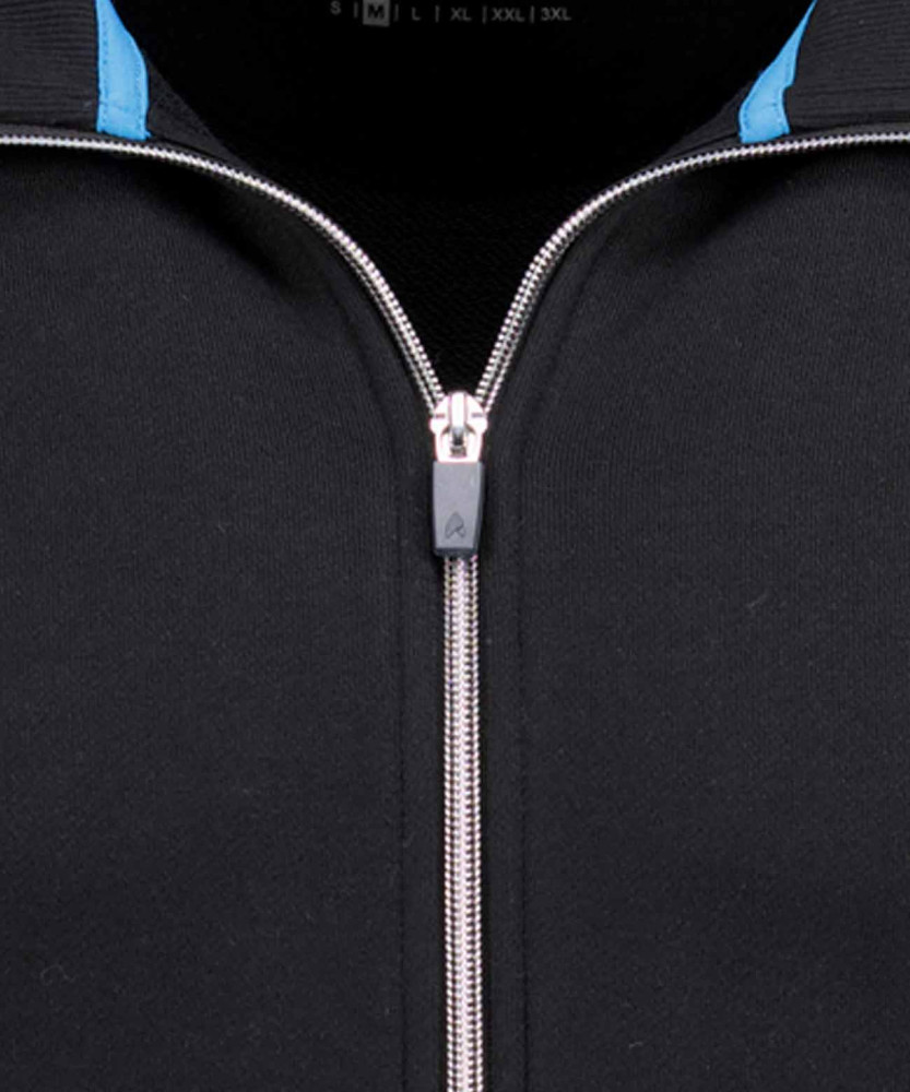 Sweat jacket with stand up collar