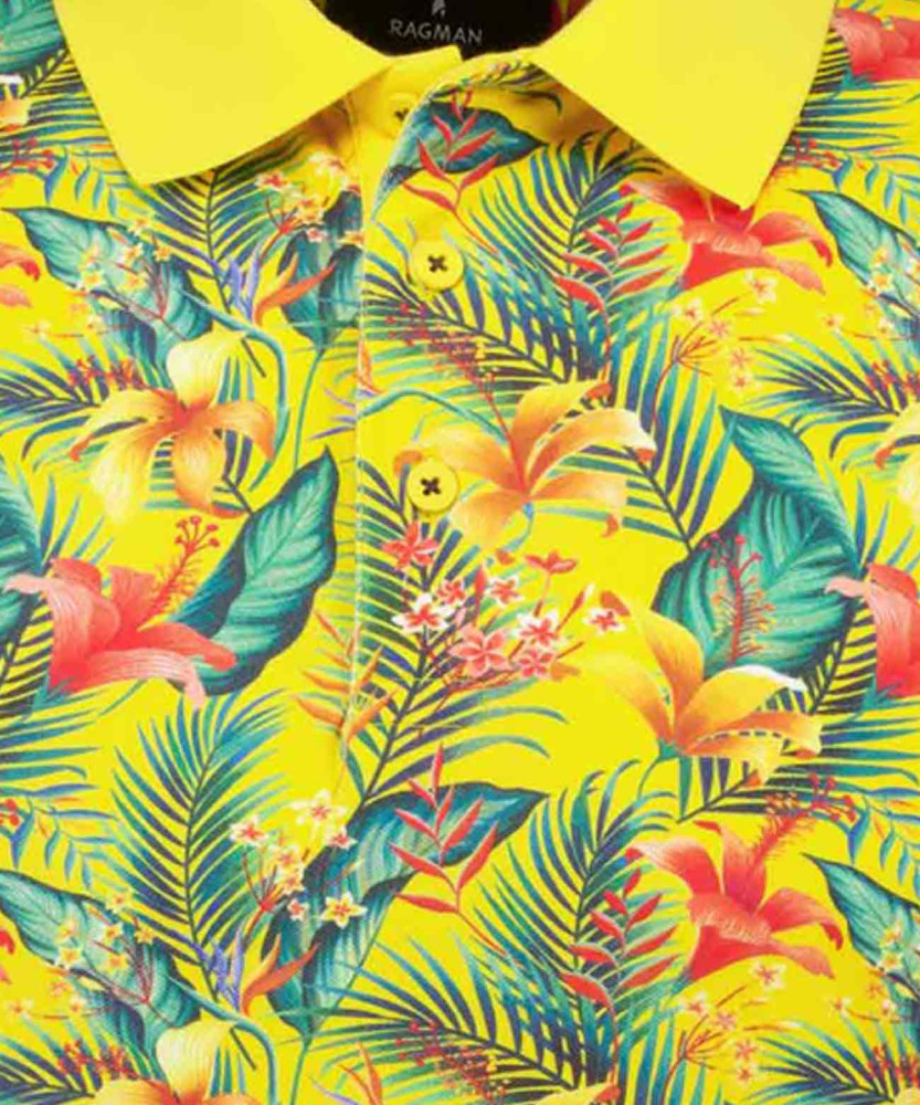 Piqué polohsirt with allover print