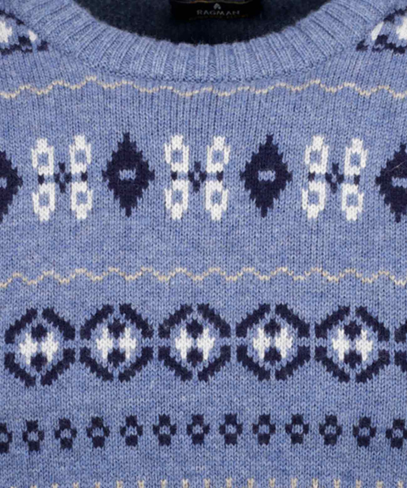 Strickpullover mit Rundhals, Jacquard