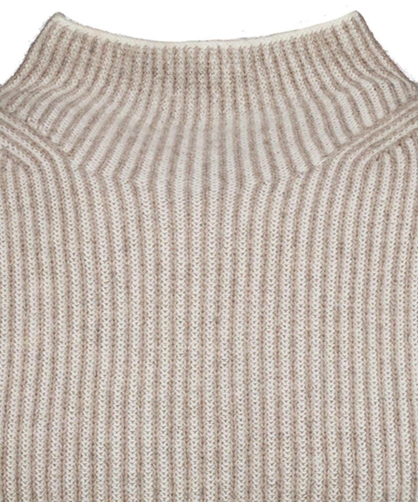 Strickpullover mit Stehkragen, Bicolour, Extra lang