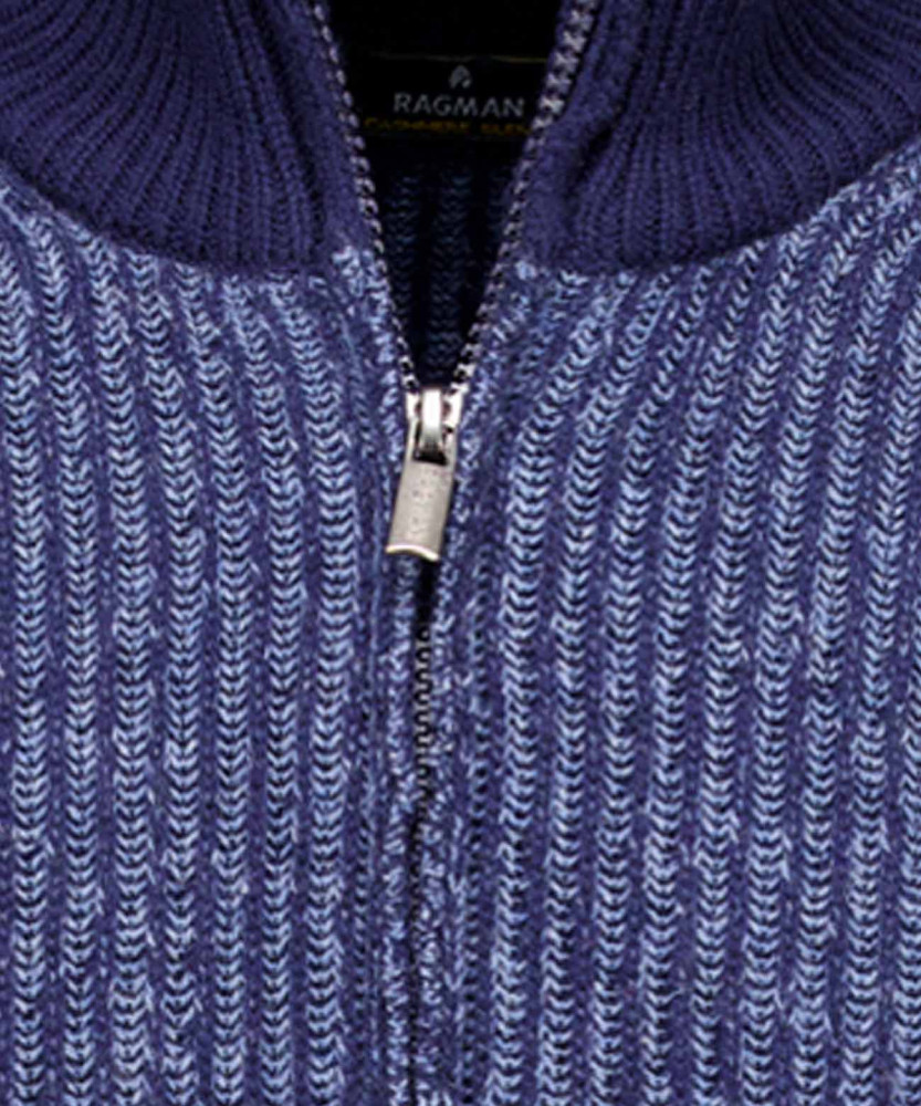 Strickjacke mit Stehkragen, Bicolour