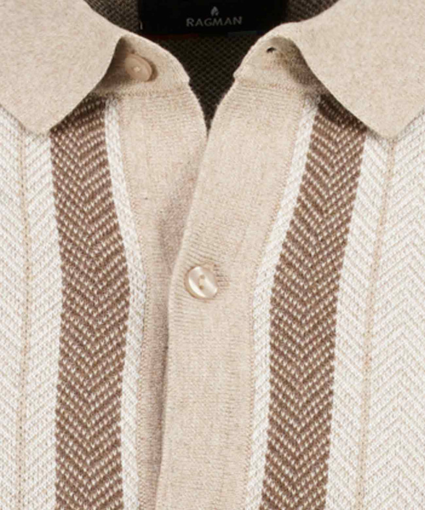 Cardigan Jacquard striped, short sleeve