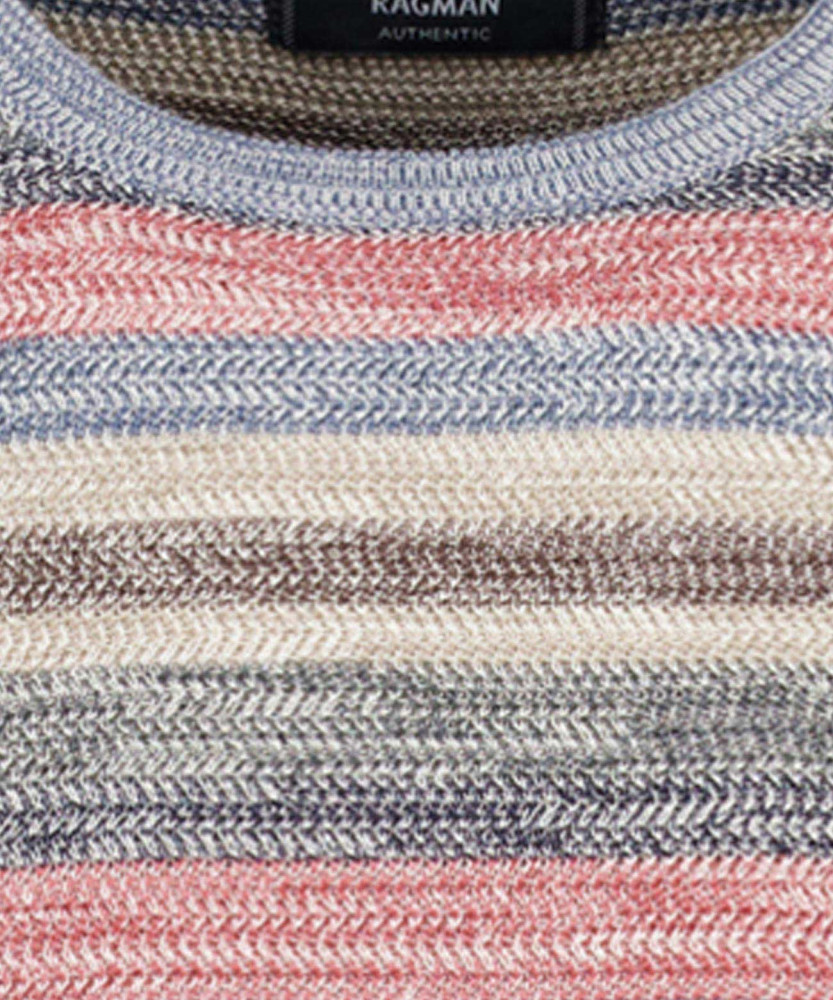 Knitted pullover with round neck, striped