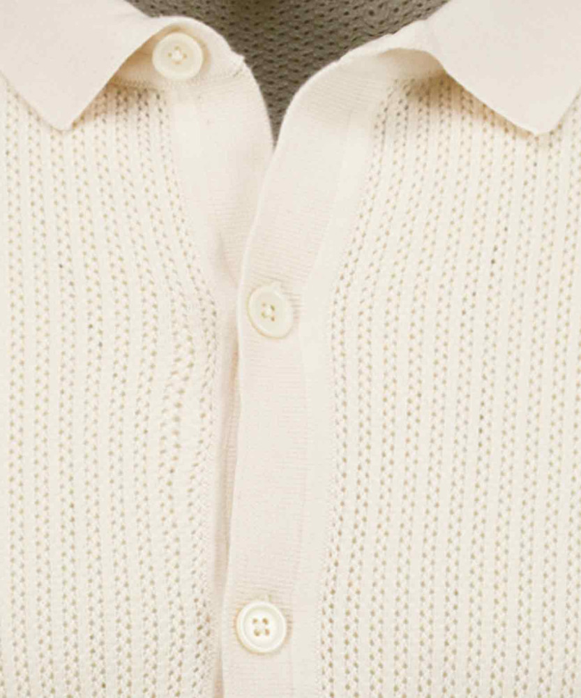 Cardigan with polo collar and tipping
