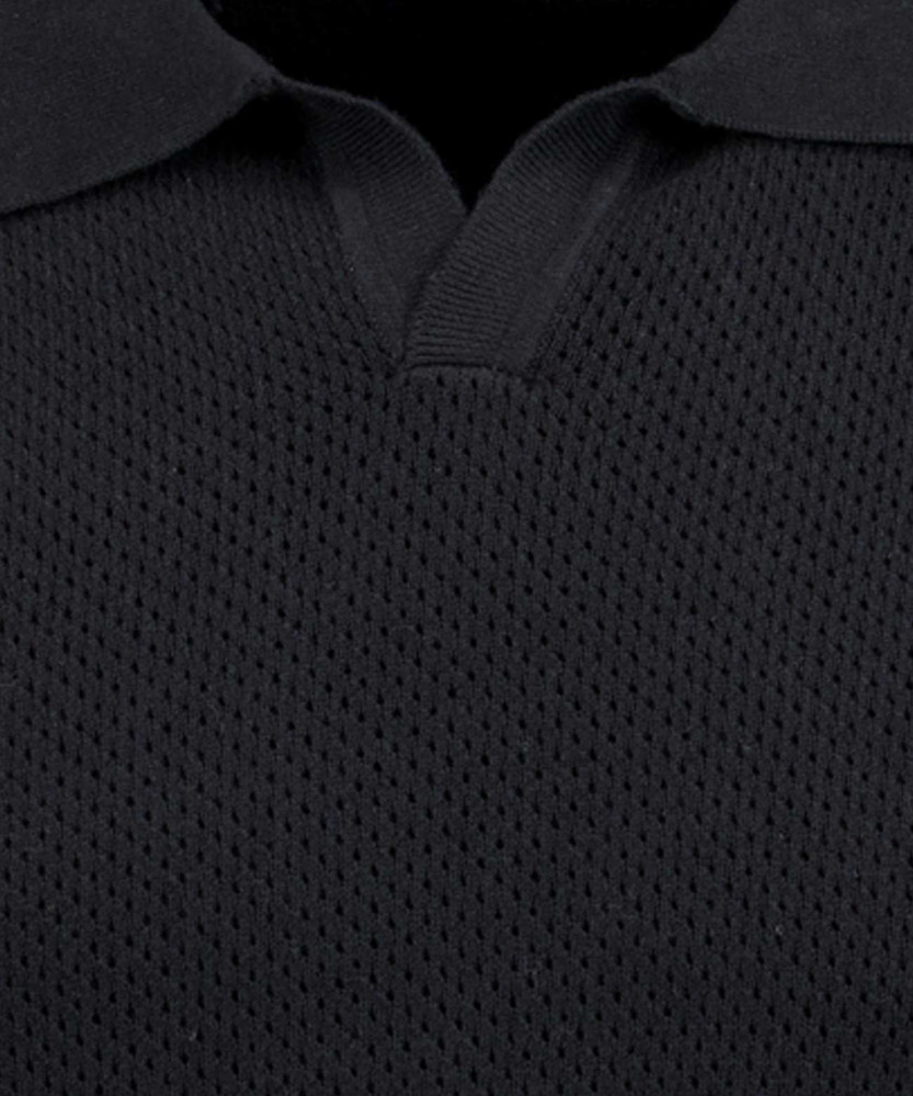 Knitted pullover with resort collar, short sleeve