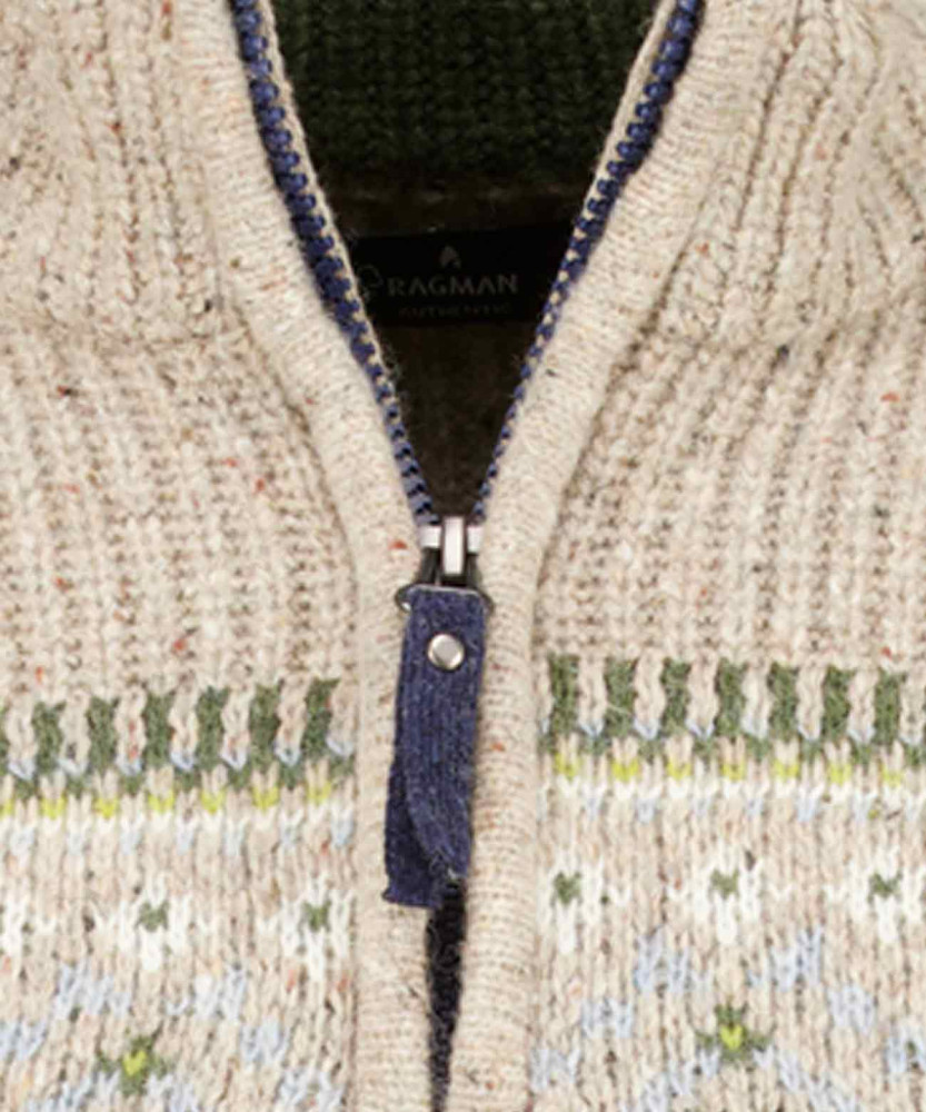 Knitted pullover with troyer collar, jacquard