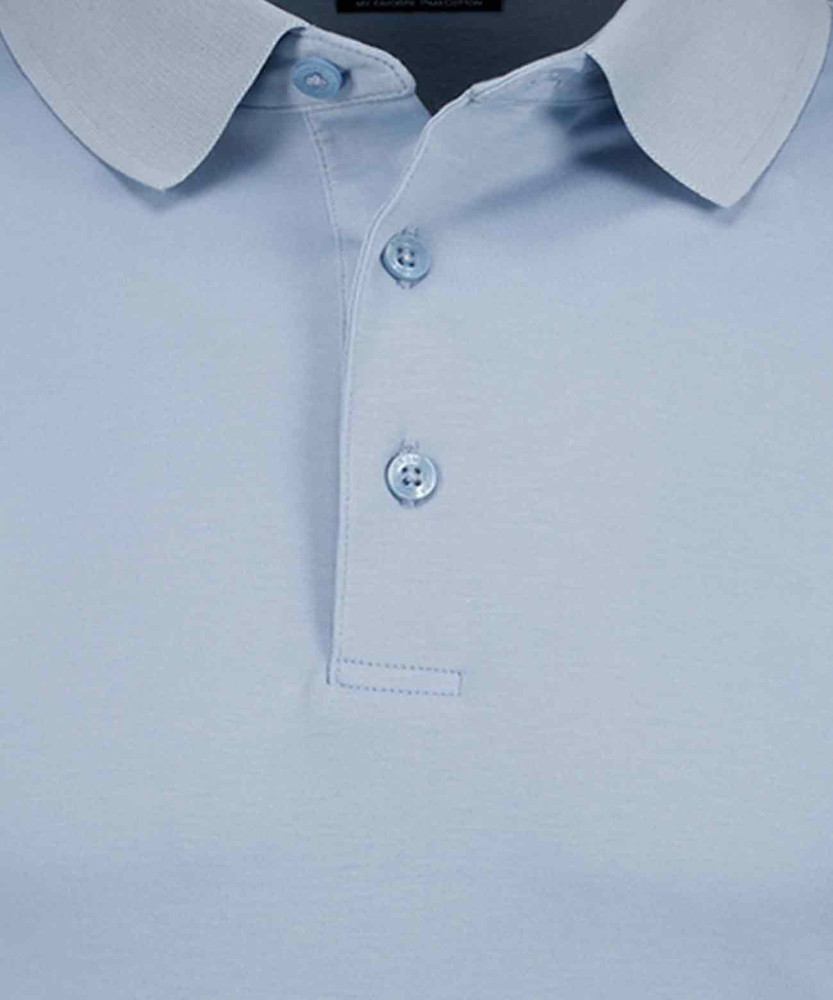 Pima-Poloshirt Langarm mit Bund