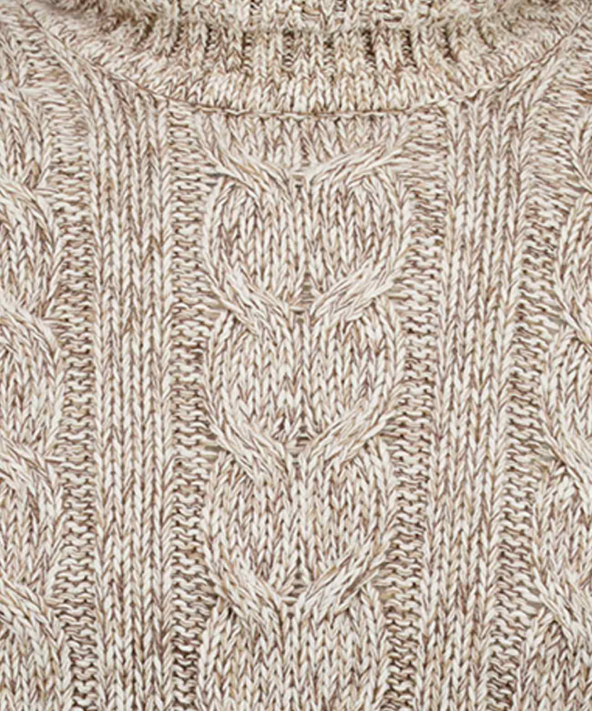 Knitted pullover with roll neck, cable knit