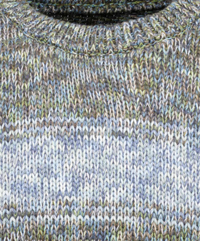 Strickpullover mit Rundhals, Tweed gestreift