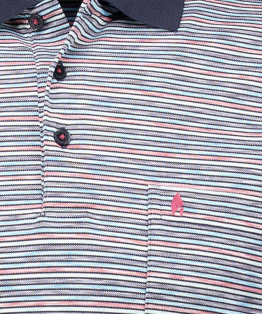 Softknit polo striped, short sleeve