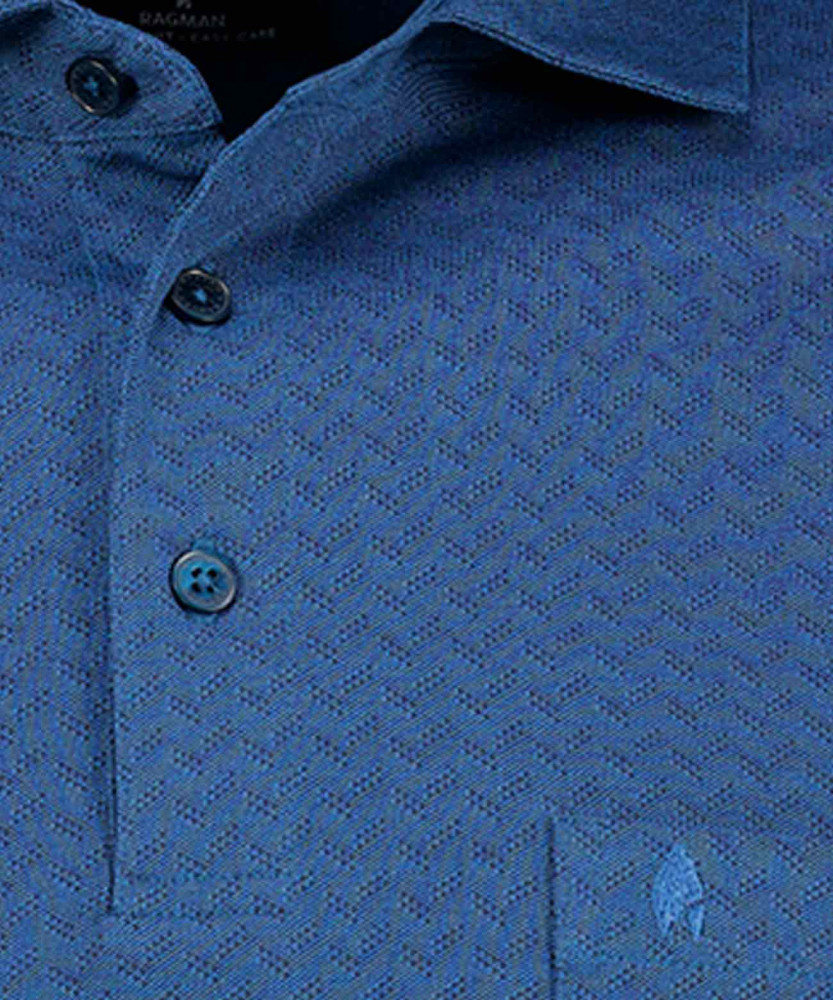 Softknit-Poloshirt Jacquard, Langarm