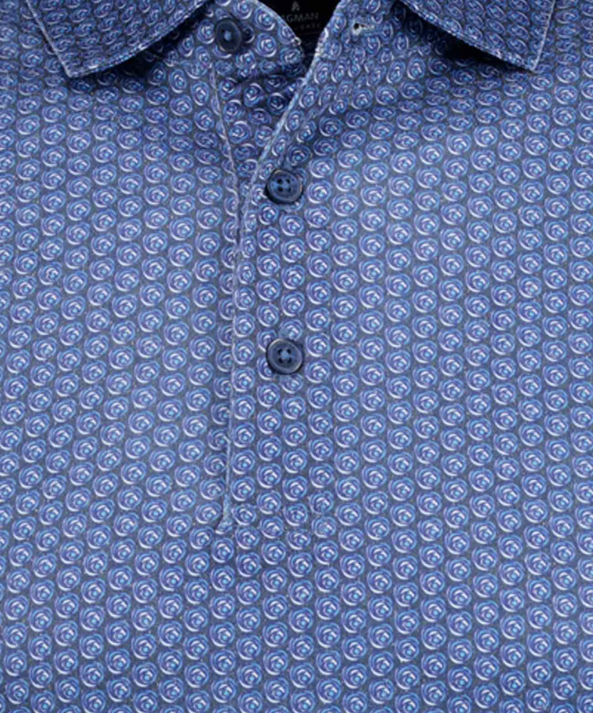Softknit-Polo mit Multiprint, kurzarm
