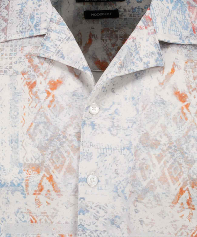 Softknit-Hemd mit Tropical-Print, kurzarm