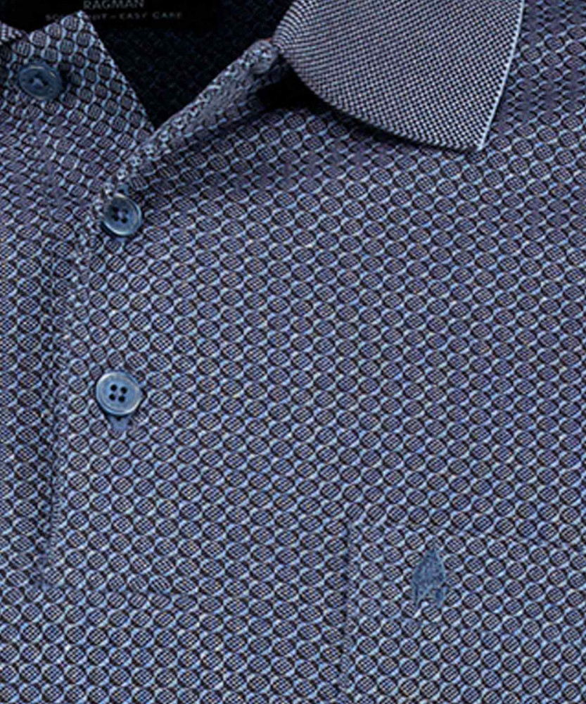 Softknit poloshirt jacquard, Langarm