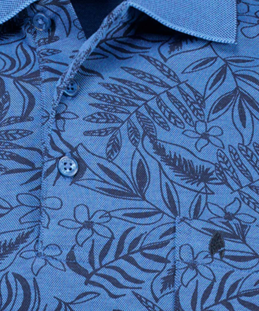 Softknit-Polo mit Alloverprint, kurzarm