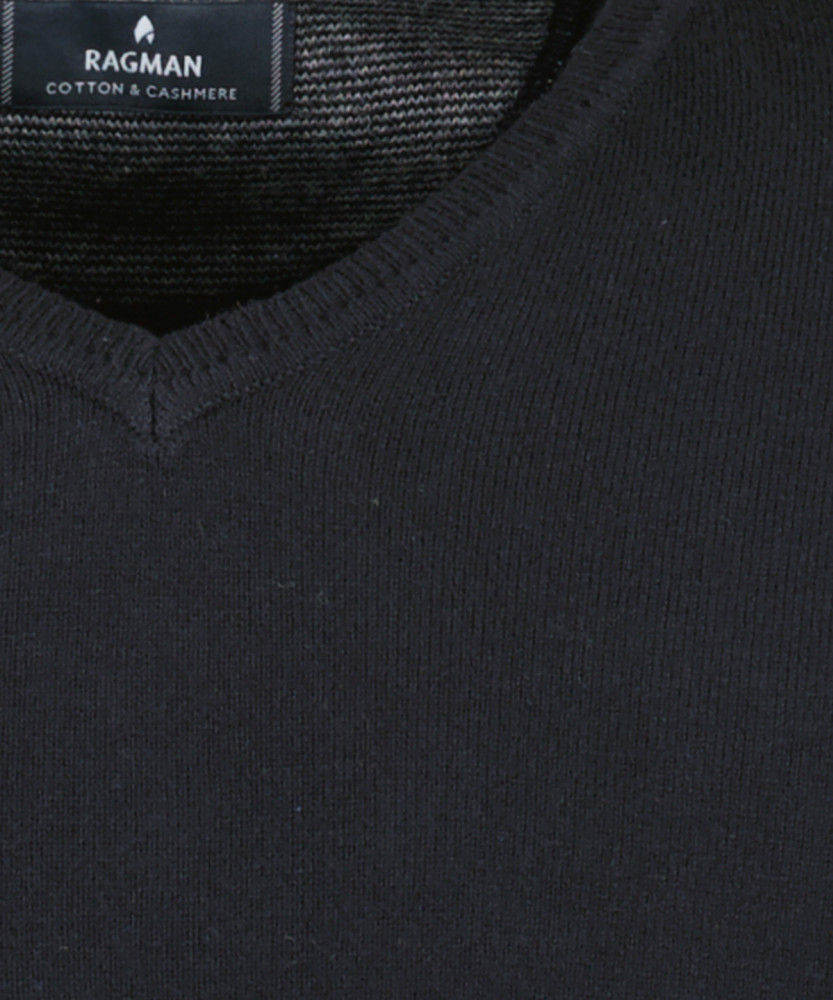 Knitted pullover with V neck, cotton/cashmere