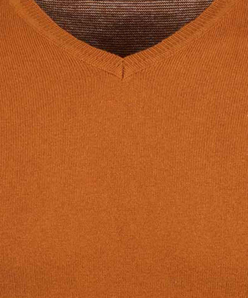 Knitted pullover with V neck, cotton/cashmere