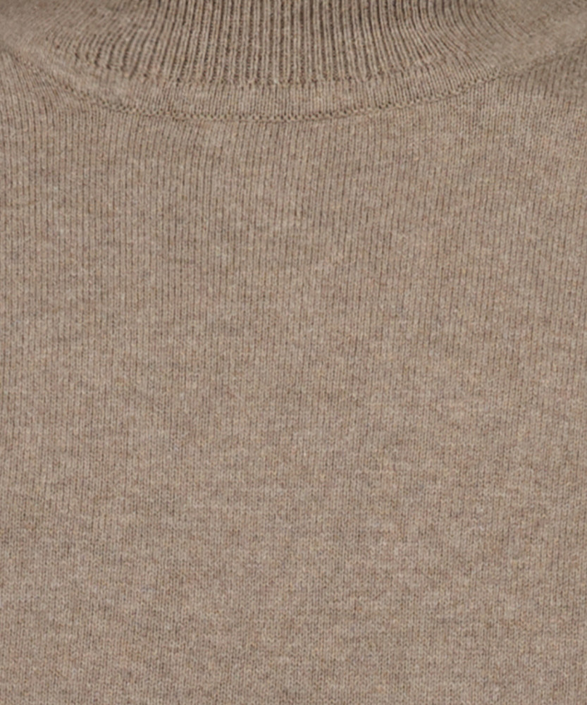 Knitted pullover with roll neck, cotton/cashmere
