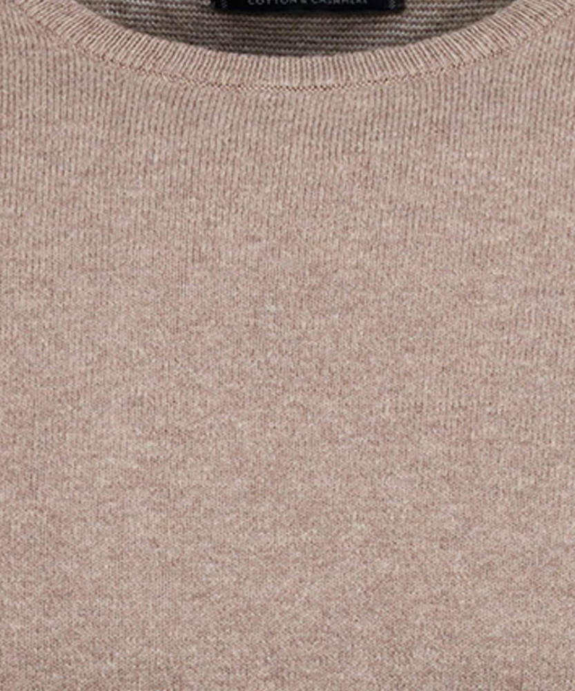 Strickpullover Rundhals, Baumwolle/Kaschmir