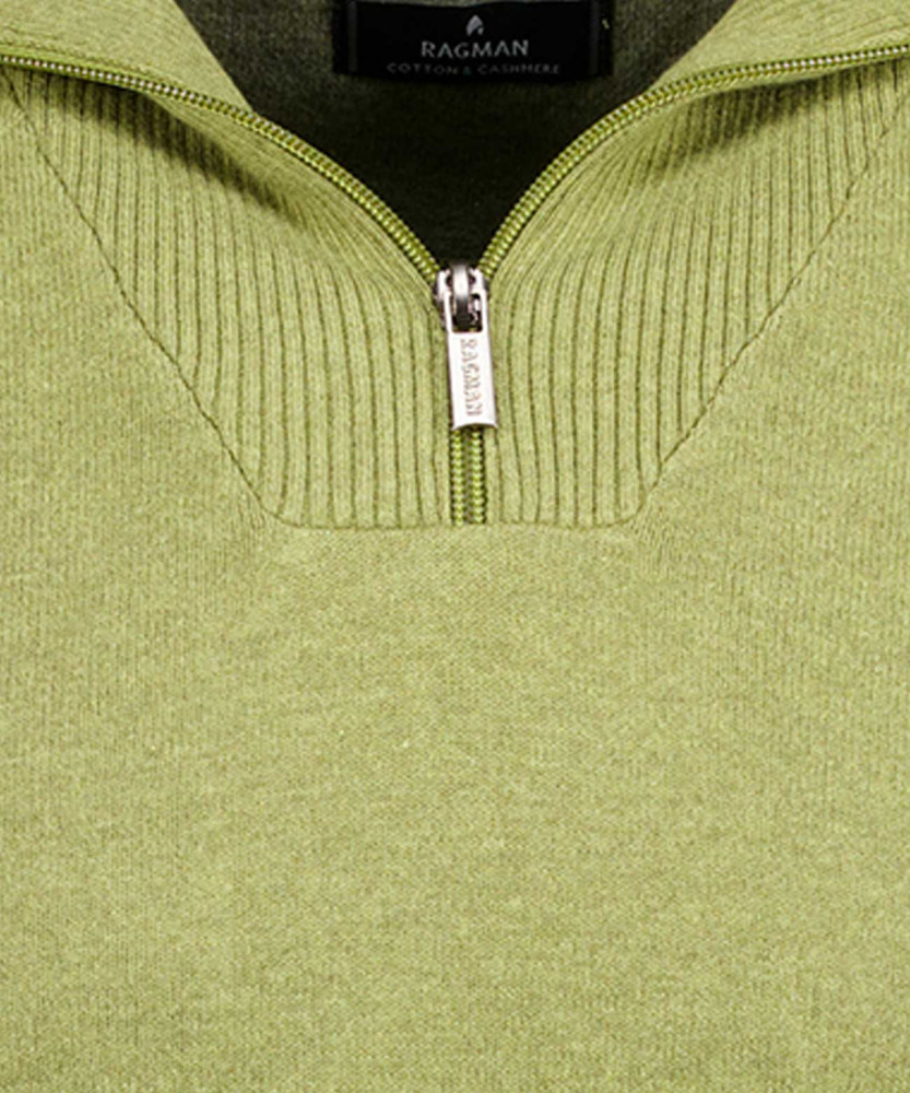 Strickpullover mit Stehkragen und Zip