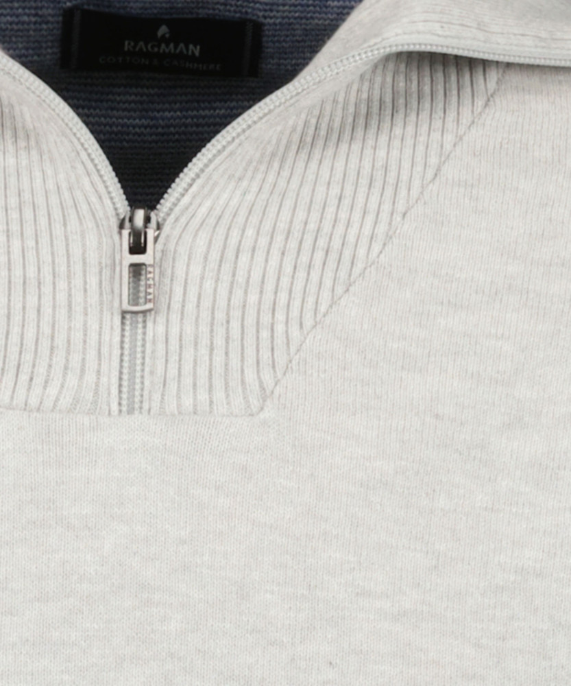 LONG & TALL Knitted pullover with stand up collar an zip