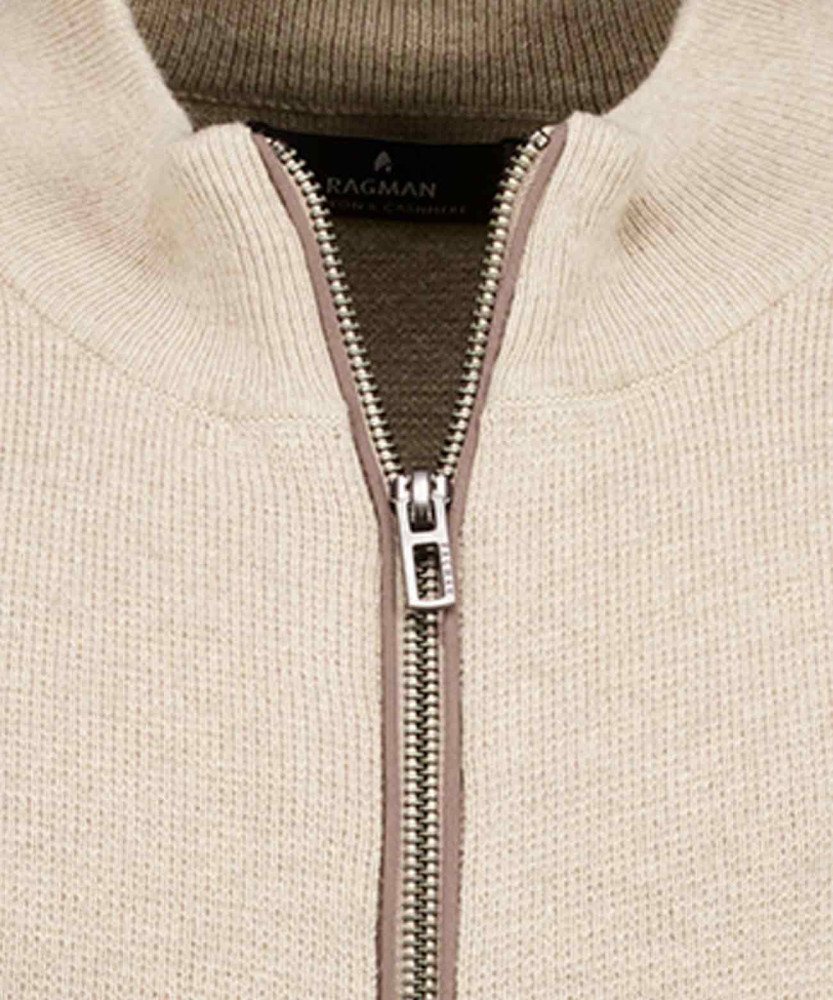 Cardigan with stand up collar, cotton/cashmere