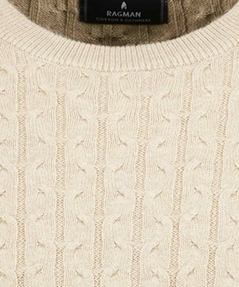 Strickpullover Rundhals mit Zopfmuster