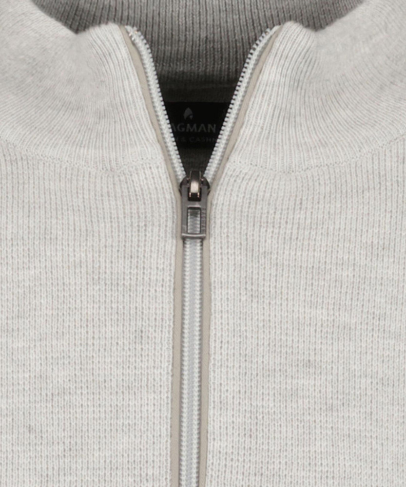 Knitted pullover with stand up collar, cotton/cashmere