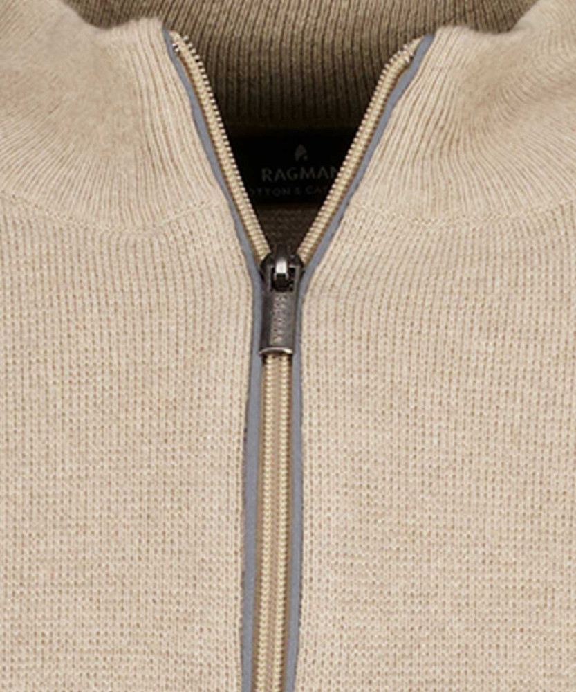 Knitted pullover with stand up collar, cotton/cashmere