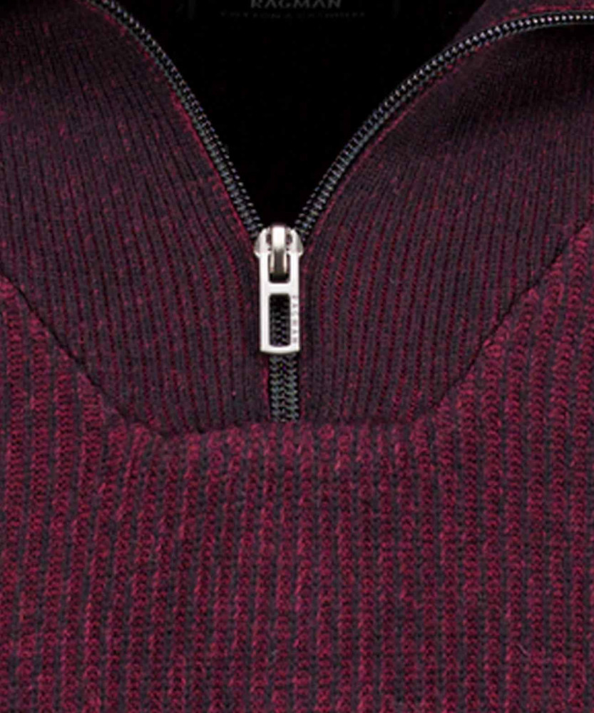 Strickpullover mit Troyer-Kragen, bicolour