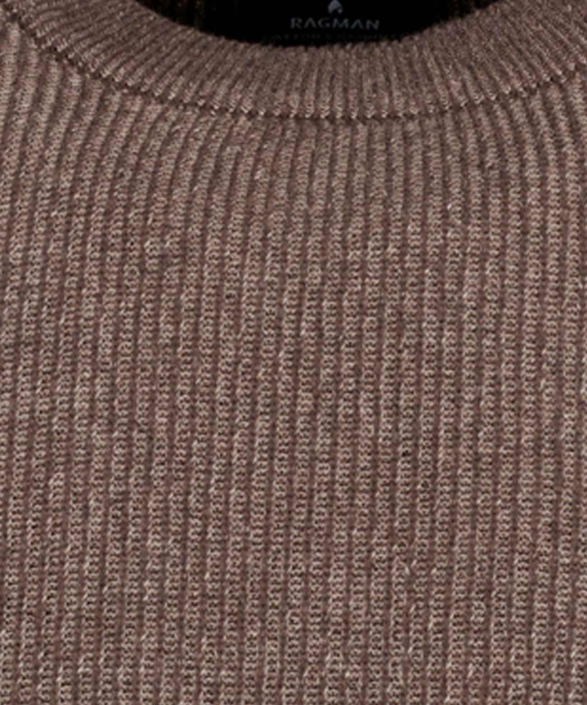 Strick-Pullover Rundhals Bicolour, Baumwolle/Kaschmir