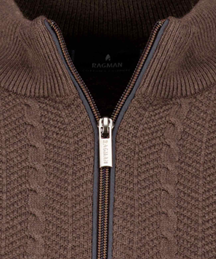 Knitted pullover with mock neck, cotton/cashmere