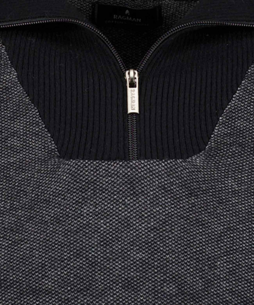 Knitted pullover with troyer collar, cotton/cashmere