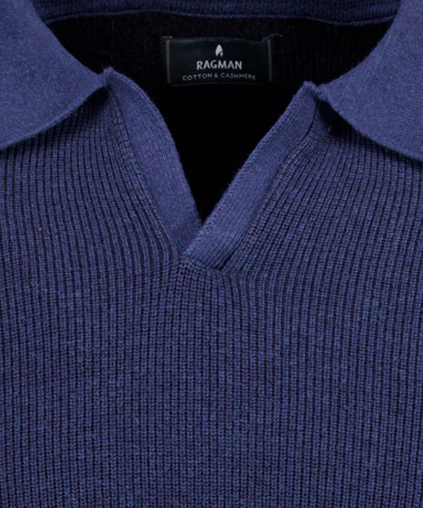 Strickpullover Revers-Kragen, Baumwolle/Kaschmir