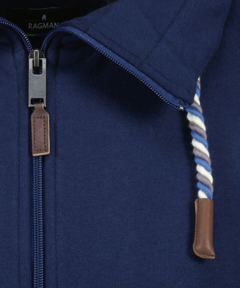 Sweat jacket with stand up collar