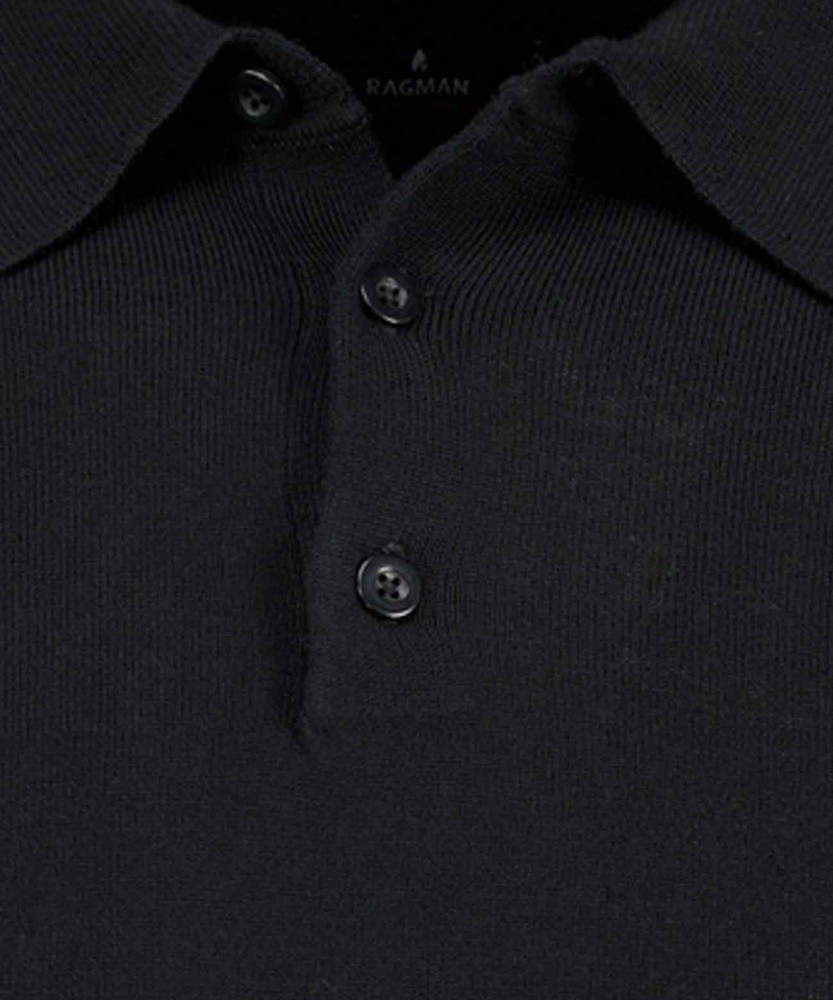 Knitted pullover merino wool with polo collar