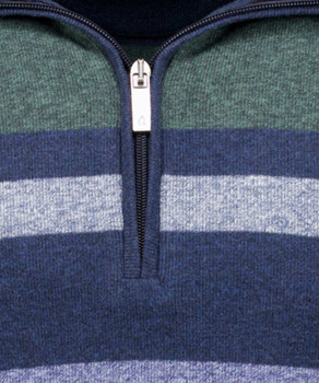 Sweater with troyer collar, striped