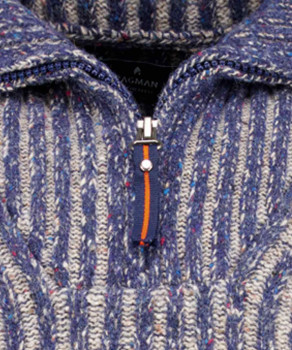 Knitted pullover with troyer collar