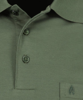 Softknit-Polo mit Brusttasche, Langarm