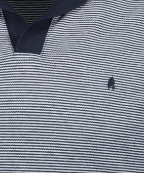 Piqué-Polo with resort collar, fine striped