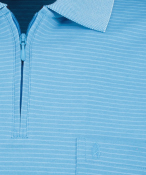 Softknit-Polo with zip and fine stripes